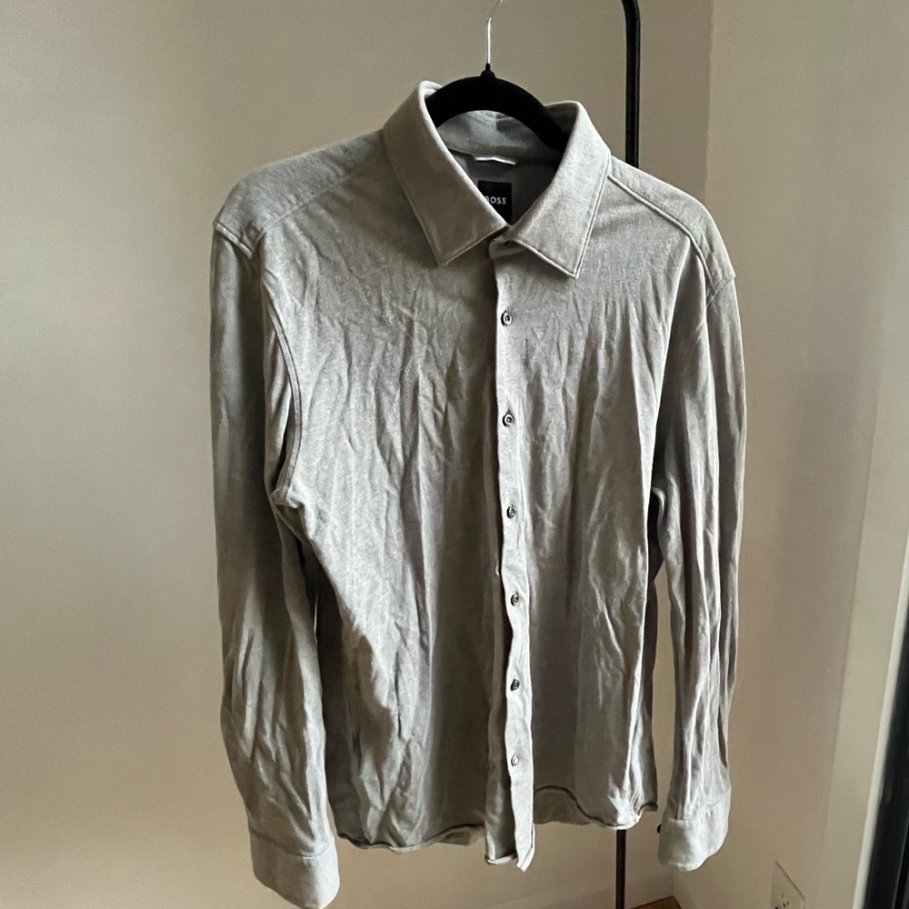 HUGO BOSS -  Light Gray/Beige - Casual Button Down Shirt/ Slim Fit